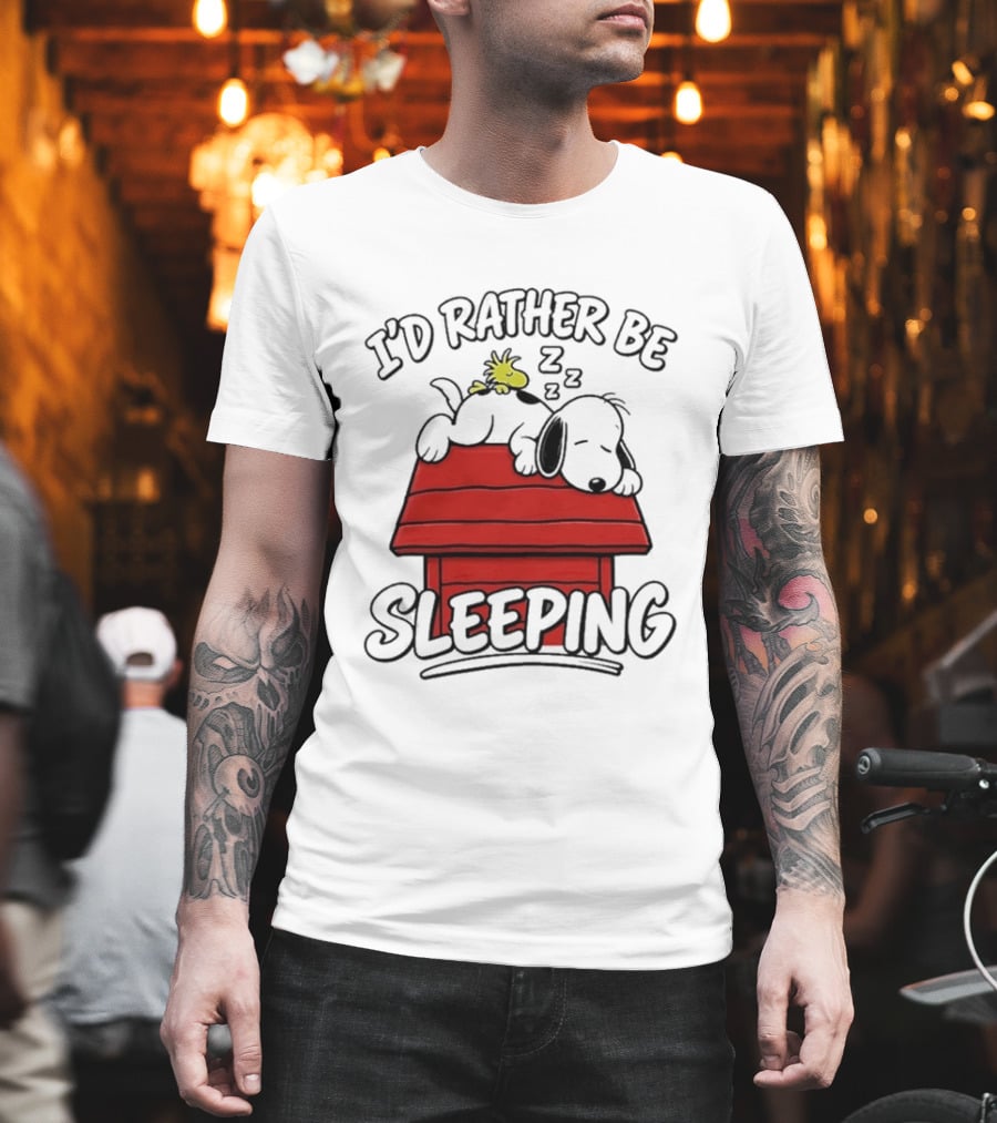 I’d Rather Be Sleeping Snoopy And Woodstock T-Shirt
