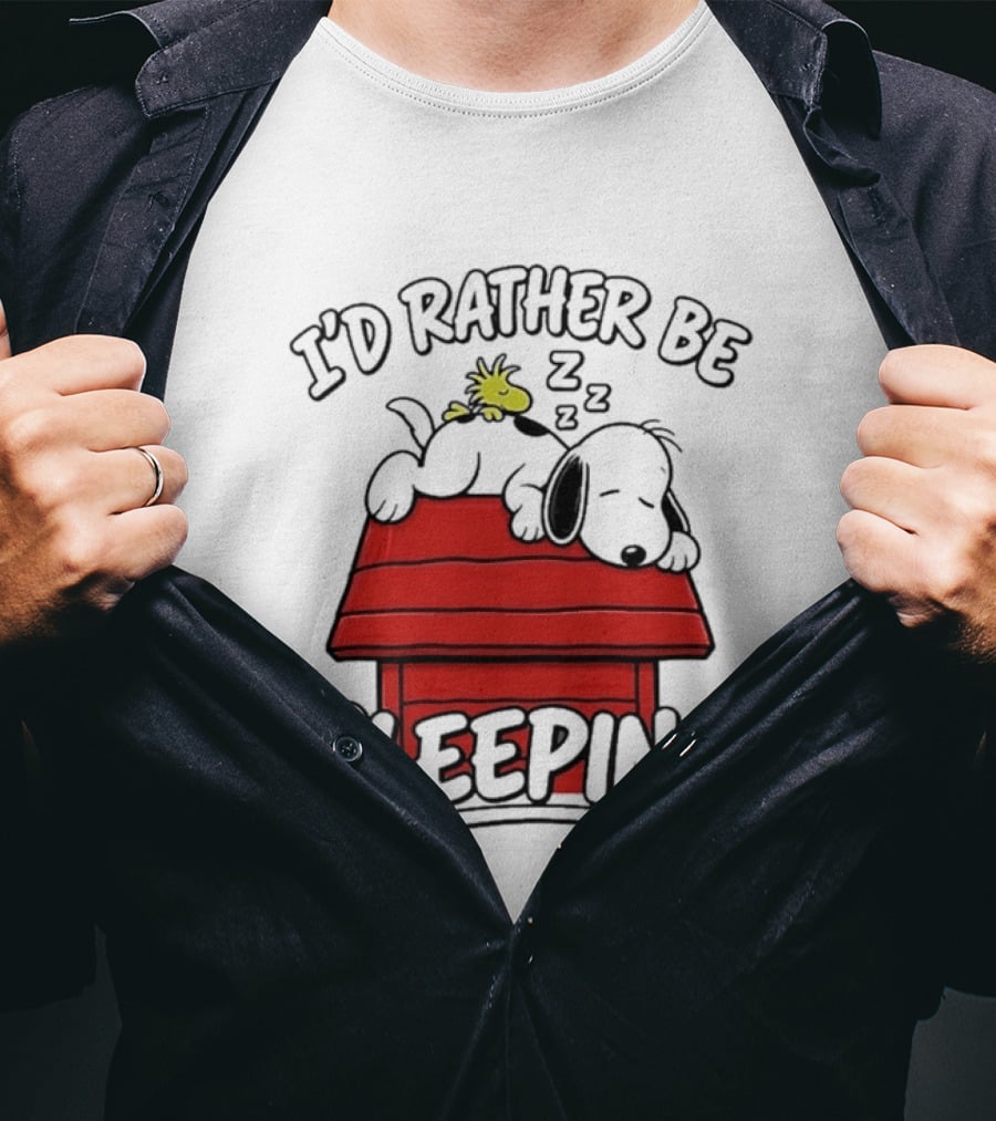 I’d Rather Be Sleeping Snoopy And Woodstock T-Shirt