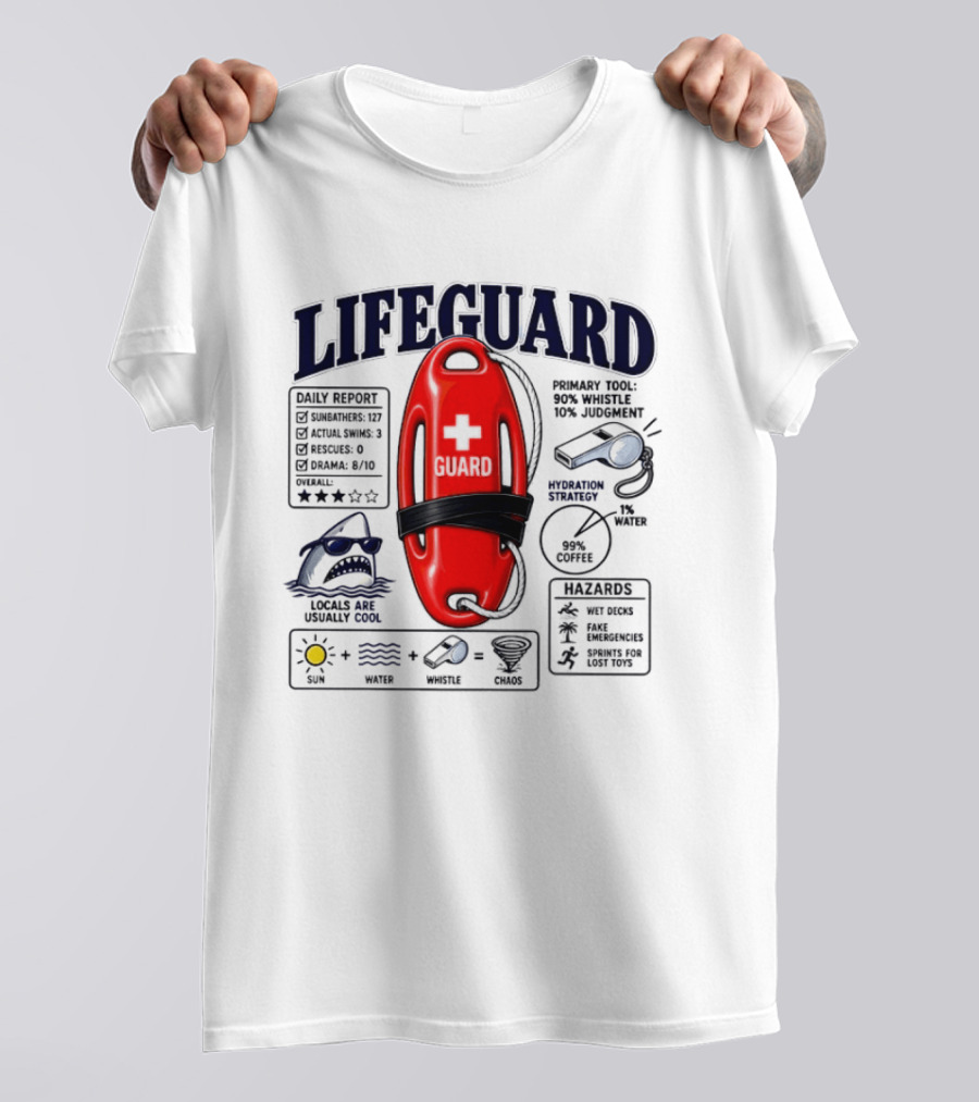 Lifeguard Daily Report Coffee And Whistle Chaos T-Shirt