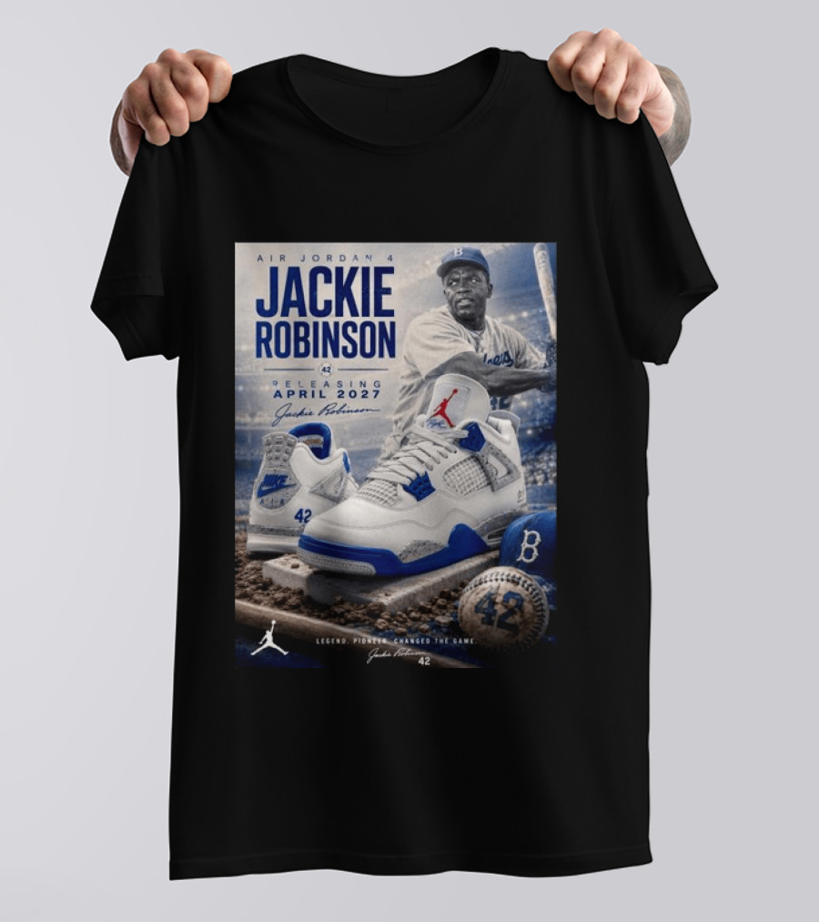 Air Jordan 4 Jackie Robinson April 2027 Release Baseball Legend 42 Nike Dodgers T-Shirt