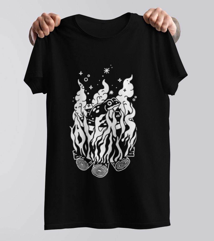 Alexisonfire Boiled Frogs Surreal Cartoon Frog With Flaming Logs T-Shirt