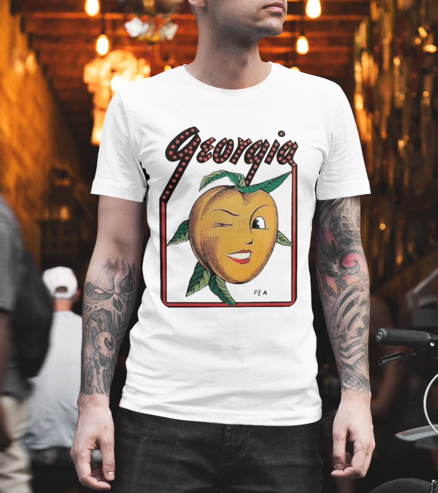 Georgia Peach Vintage Winking Icon Savannah Macon Atlanta Augusta 1950's T-Shirt