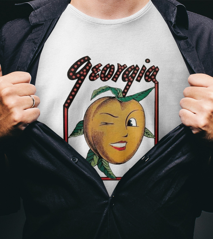 Georgia Peach Vintage Winking Icon Savannah Macon Atlanta Augusta 1950's T-Shirt