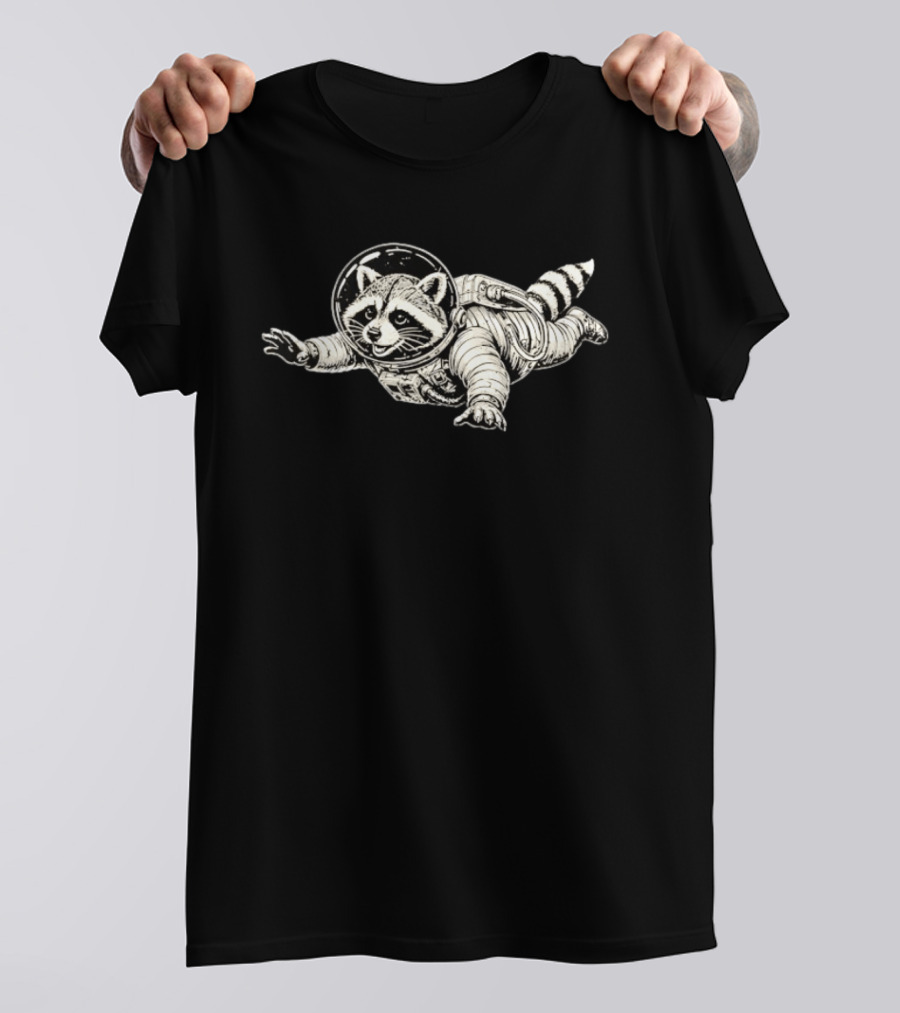 Astronaut Raccoon Floating In Space Galaxy Adventure T-Shirt