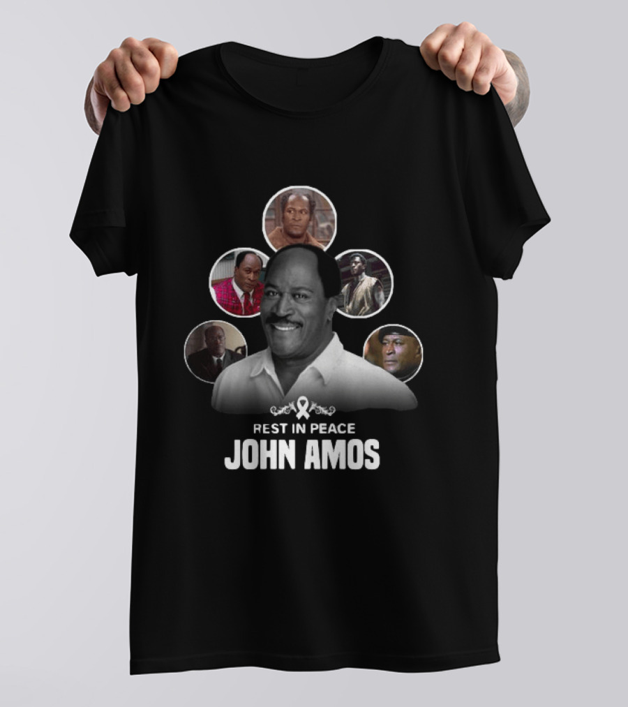 Rest In Peace John Amos Ribbon Tribute With Iconic Role Images T-Shirt
