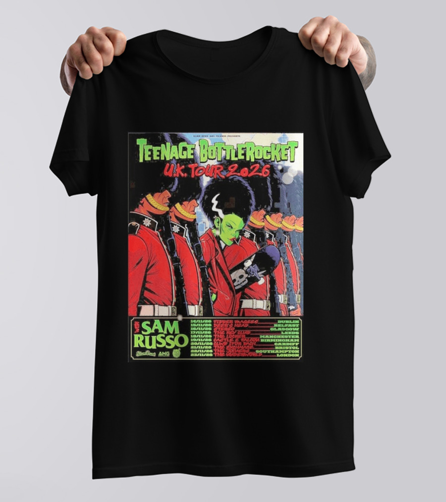 Teenage Bottlerocket UK Tour 2026 Sam Russo Dates Dublin Glasgow Brixton London T-Shirt