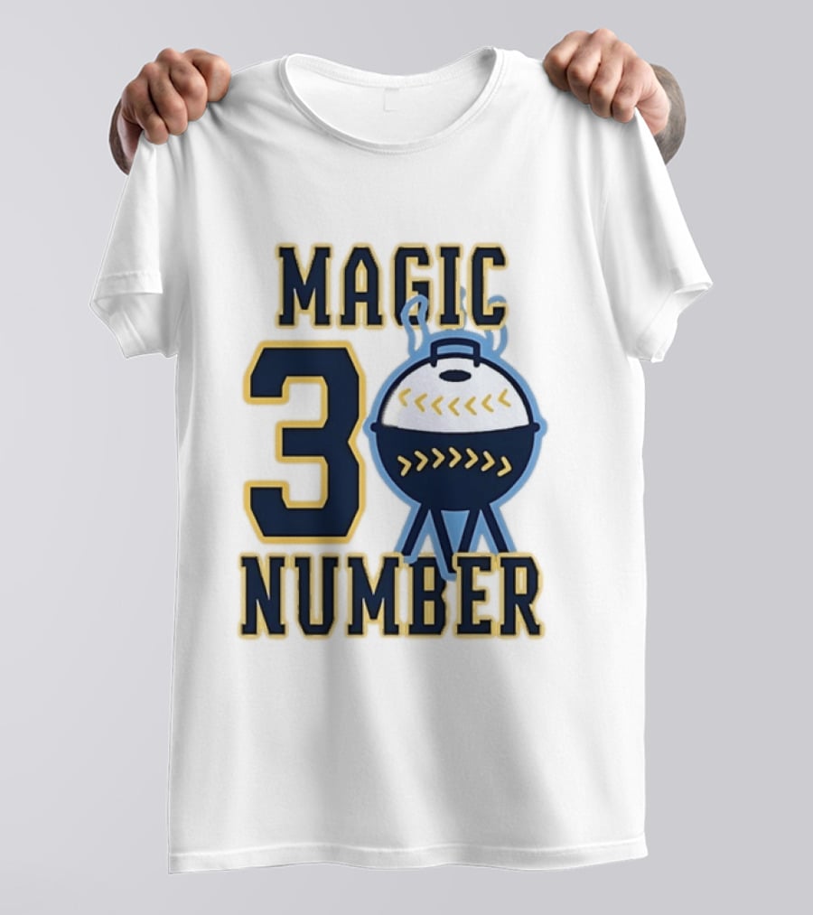 Milwaukee Brewers Magic Number 3 Baseball Grill Sports T-Shirt