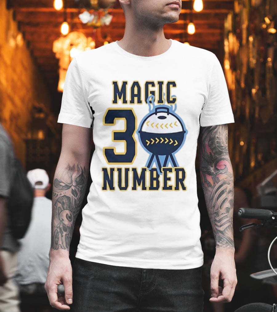 Milwaukee Brewers Magic Number 3 Baseball Grill Sports T-Shirt