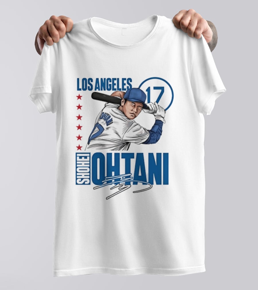 Los Angeles Shohei Ohtani 17 MLB Baseball Player Graphic With Stars T-Shirt