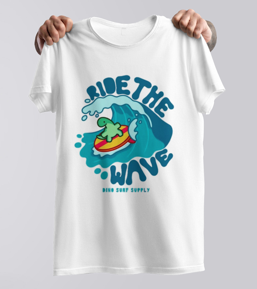 Ride The Wave Turtle Surfing Dino Surf Supply T-Shirt