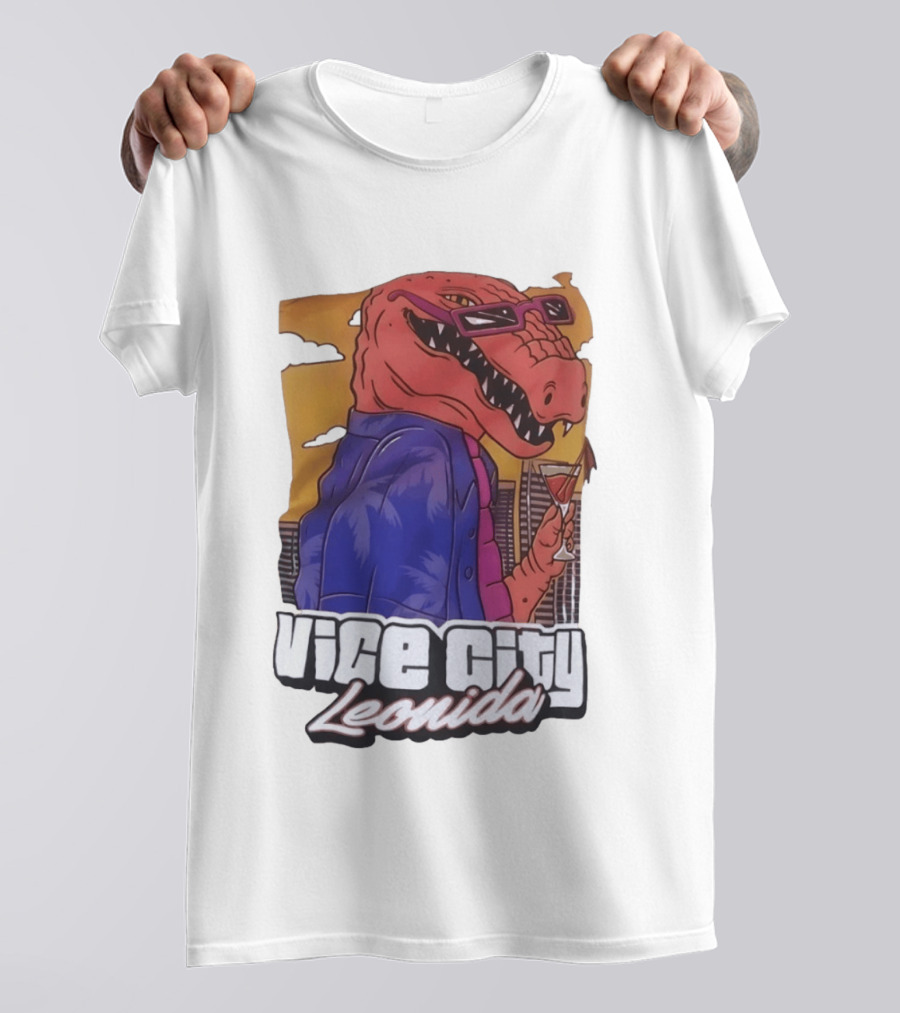 Vice City Leonida Rex Dinosaur Gaming Retro Vibes T-Shirt