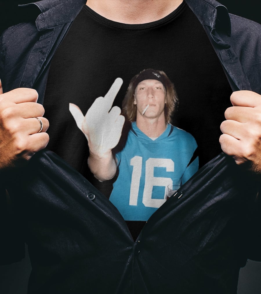 Trevor Lawrence Jersey 16 Middle Finger Beer Cigarette Jacksonville Jaguars T-Shirt