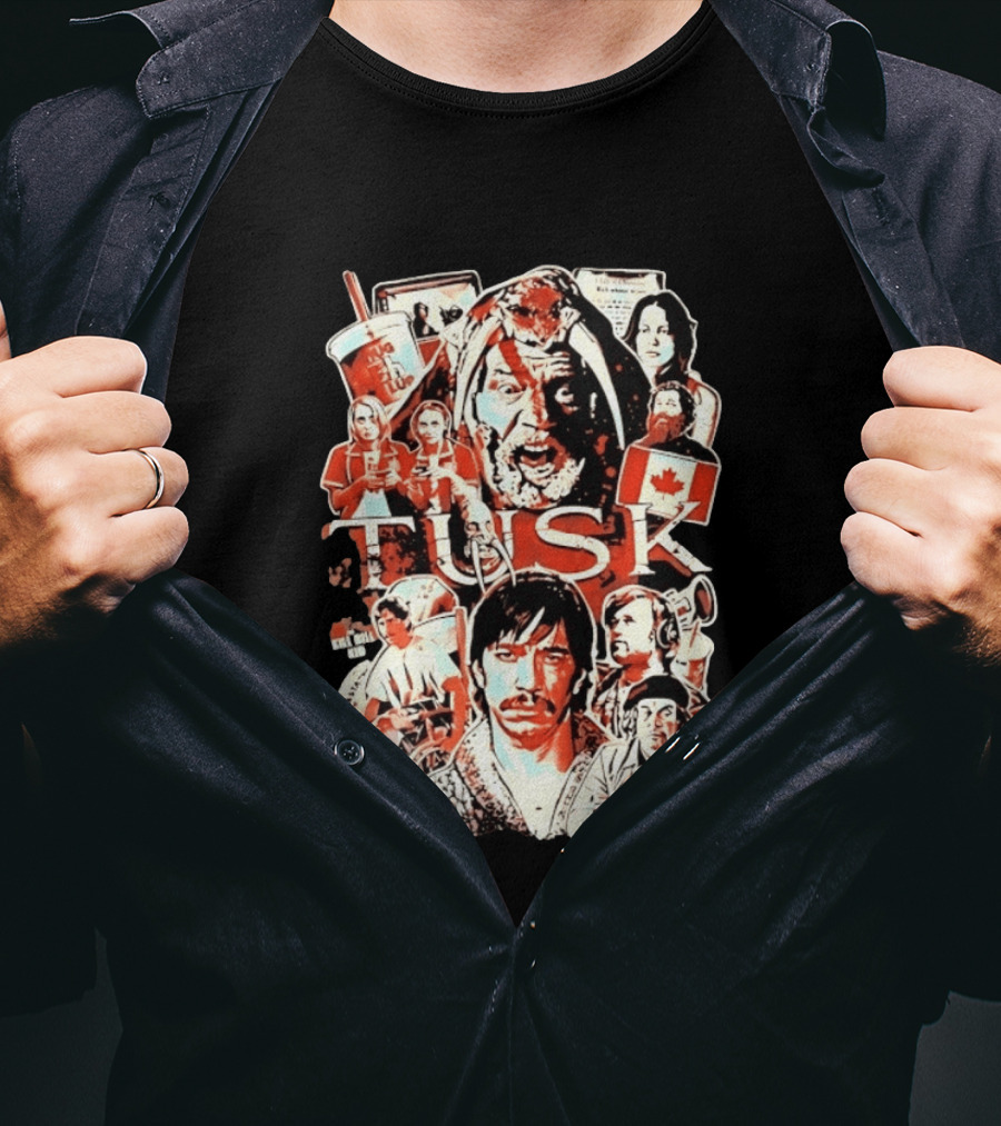Tusk Movie Kevin Smith Justin Long Cast Collage T-Shirt