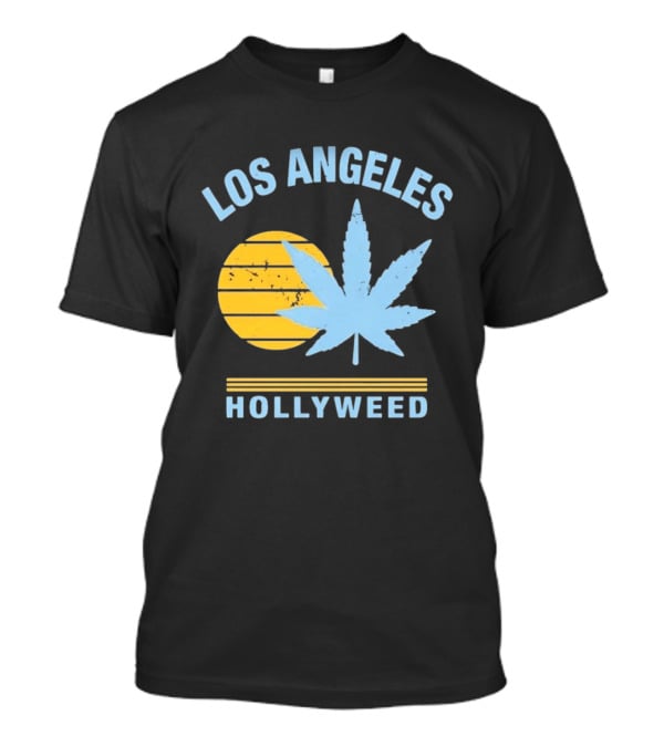 Los Angeles Hollyweed Cannabis Leaf Sunburst T-Shirt