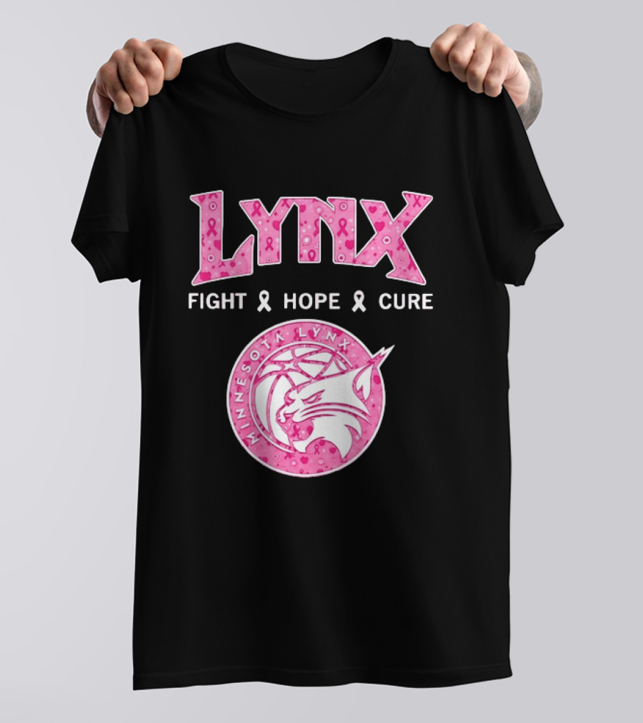 Minnesota Lynx Fight Hope Cure Breast Cancer Awareness Pink Ribbon T-Shirt