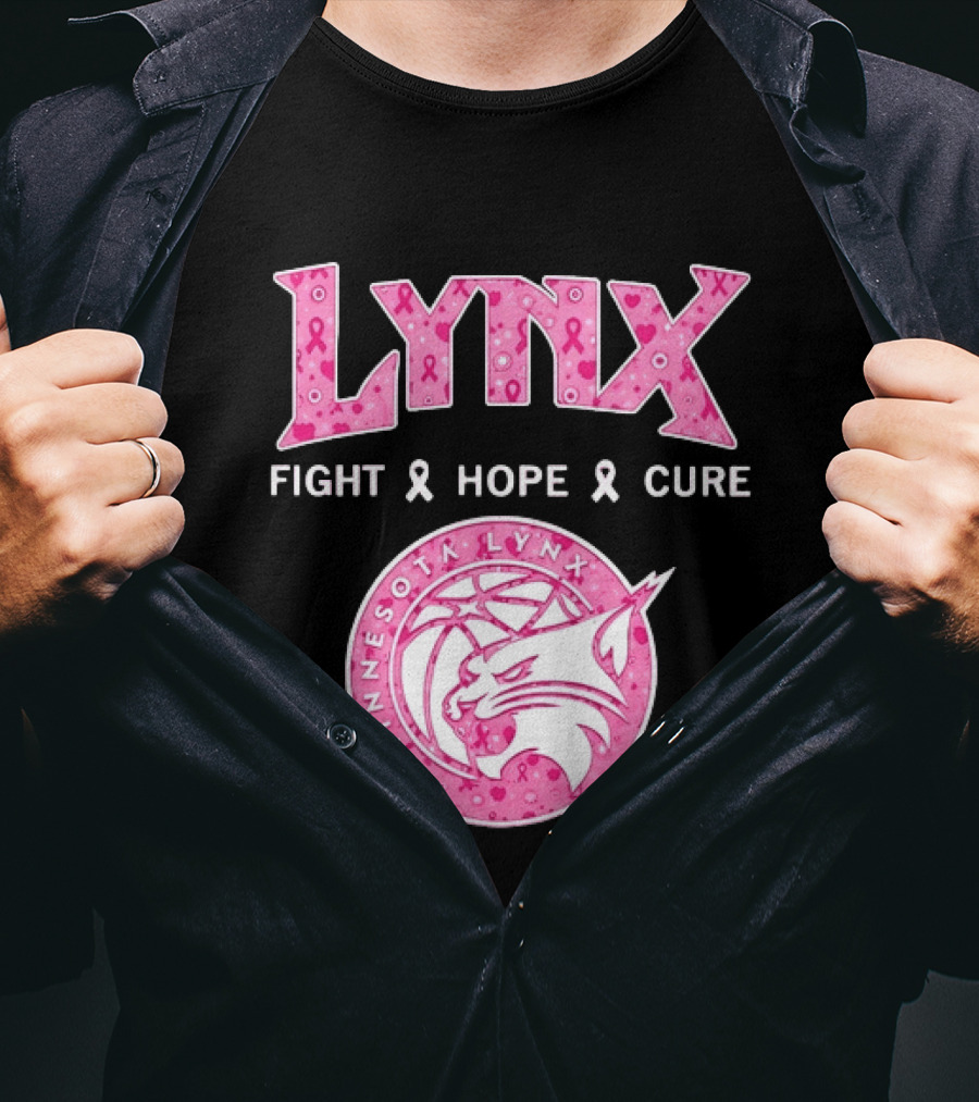 Minnesota Lynx Fight Hope Cure Breast Cancer Awareness Pink Ribbon T-Shirt