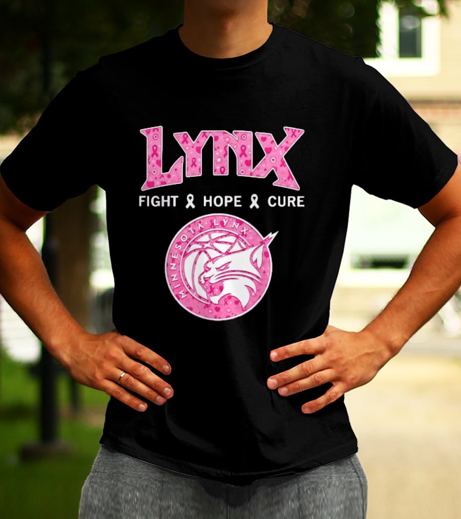 Minnesota Lynx Fight Hope Cure Breast Cancer Awareness Pink Ribbon T-Shirt