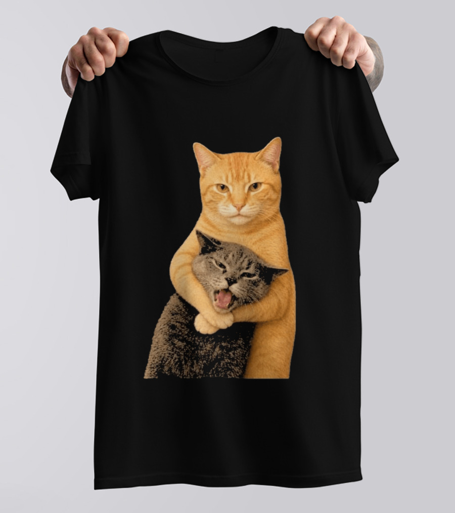 Cat Fight Meme Hugging Cats Funny Pet Lovers T-Shirt