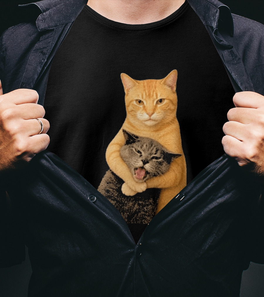 Cat Fight Meme Hugging Cats Funny Pet Lovers T-Shirt