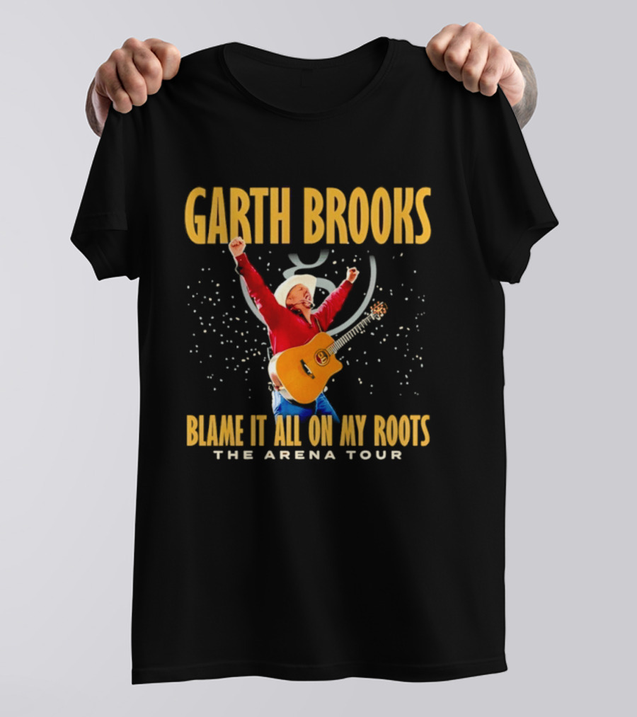 Garth Brooks Blame It All On My Roots The Arena Tour Cowboy Guitarist Celebration T-Shirt