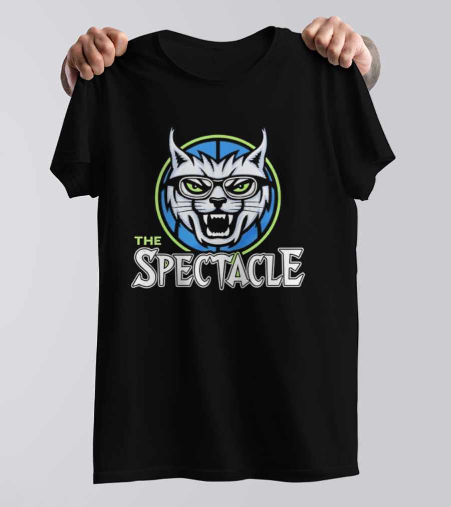The Spectacle Cat With Glasses Feline Roaring Icon In Blue Circle T-Shirt