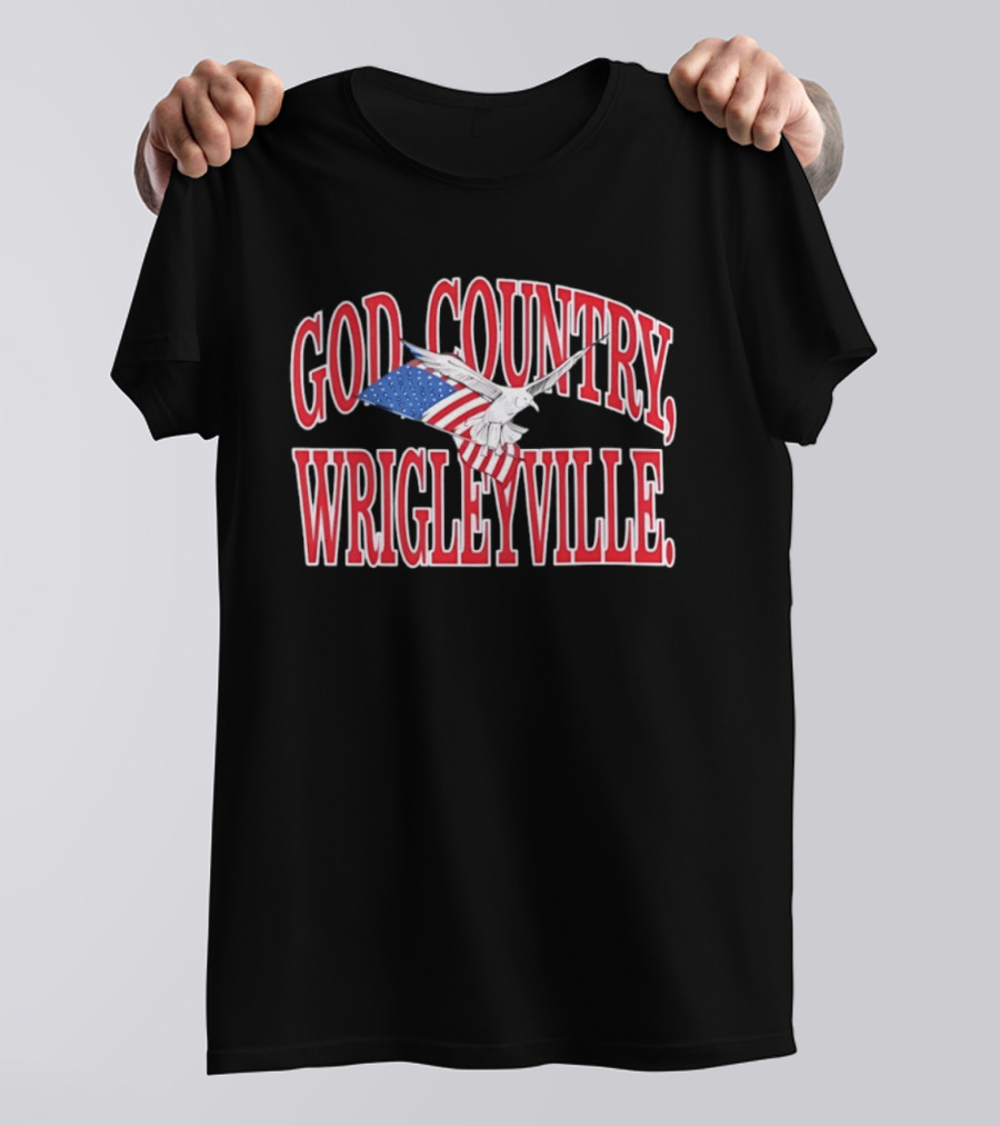 God Country Wrigleyville Chicago Cubs Patriotic American Flag T-Shirt