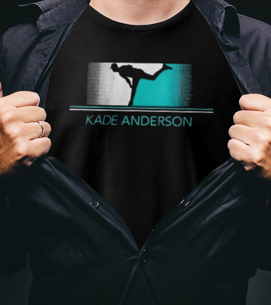 Kade Anderson Baseball Pitcher Halftone Teal T-Shirt