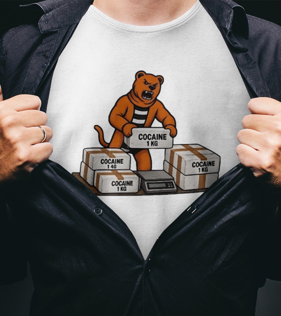 Angry Bear Holding Cocaine 1KG Bricks Meme T-Shirt