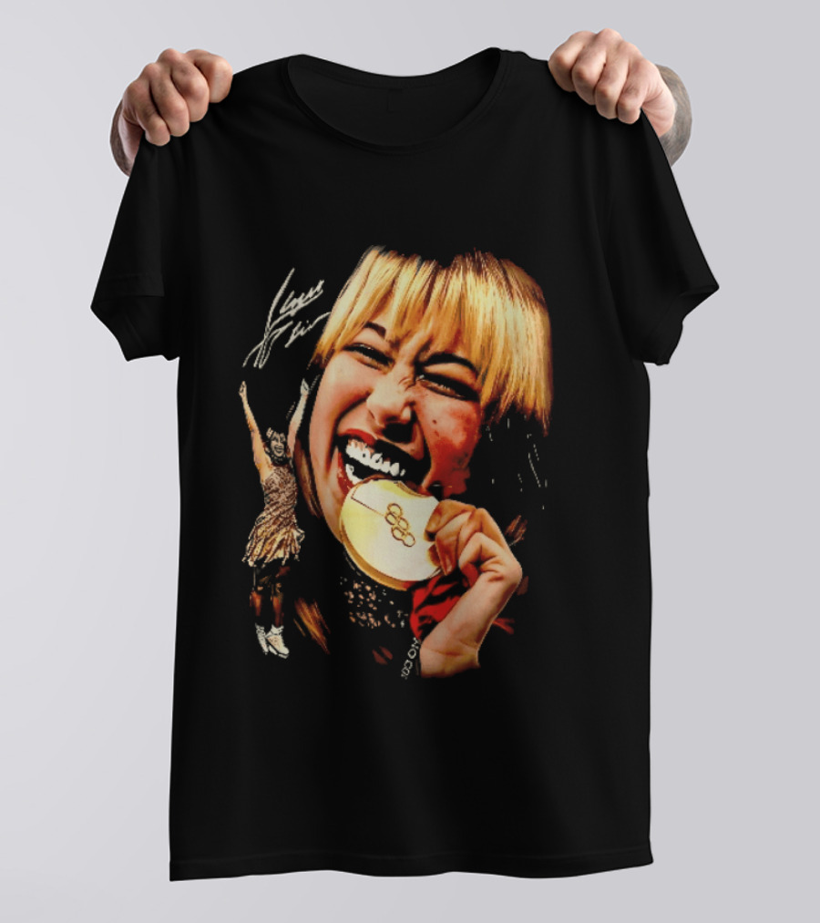 Tara Lipinski Olympic Gold Medal Celebration Iconic Figure Skater Image T-Shirt