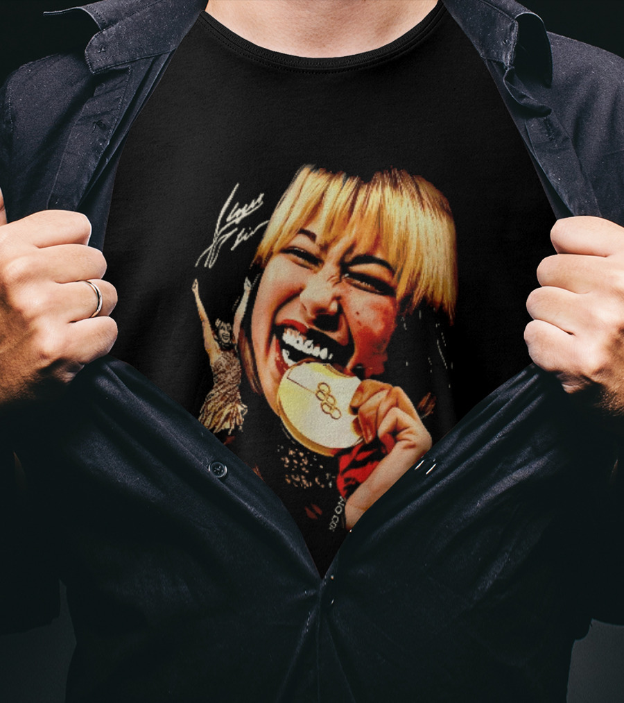 Tara Lipinski Olympic Gold Medal Celebration Iconic Figure Skater Image T-Shirt