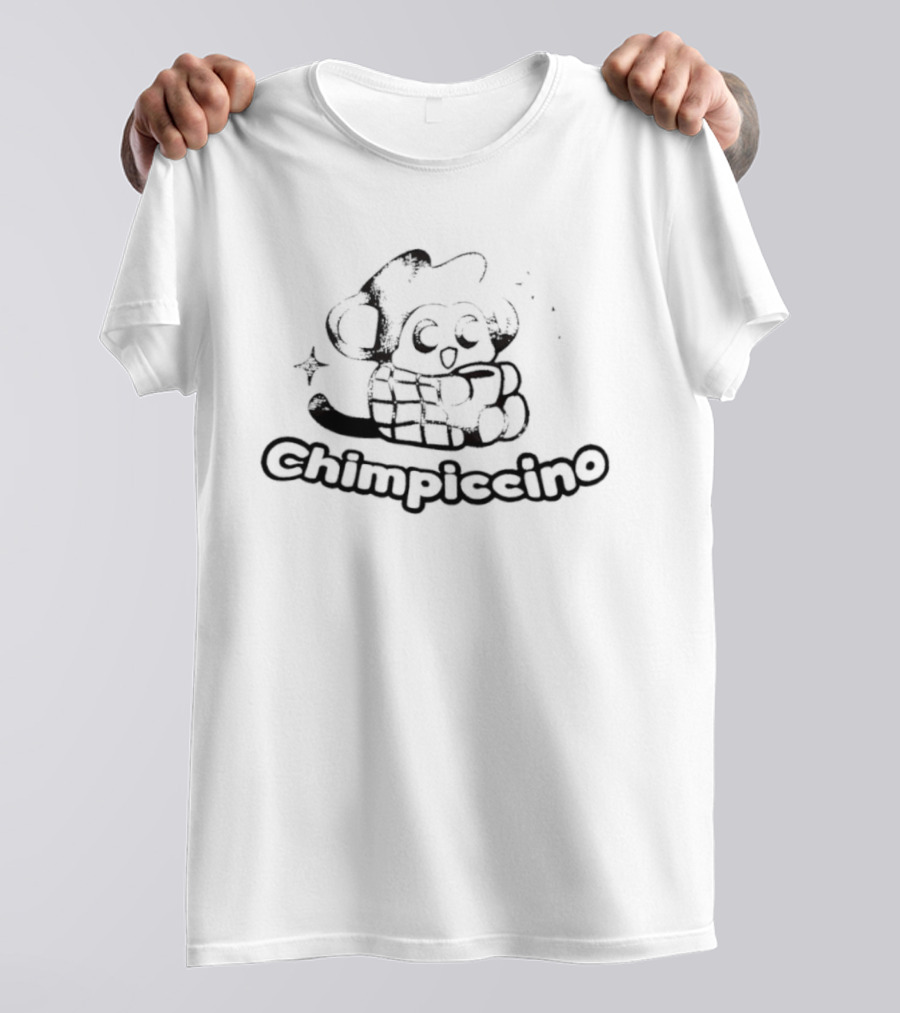 Chimpiccino Cartoon Chimpanzee Plaid Blanket Coffee Cup Cozy Distressed T-Shirt