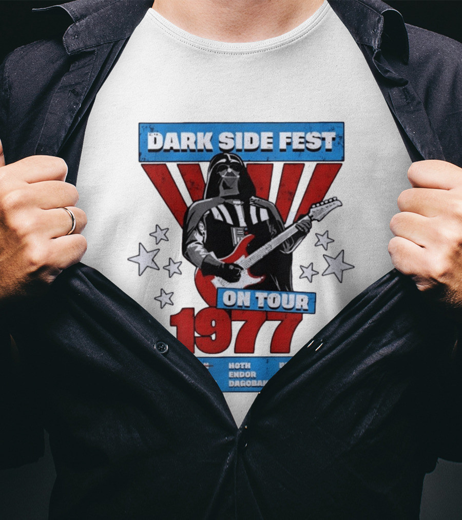 Darth Vader Dark Side Fest On Tour 1977 Tatooine Coruscant Hoth Endor Dagobah Bespin Yavin Scarif T-Shirt