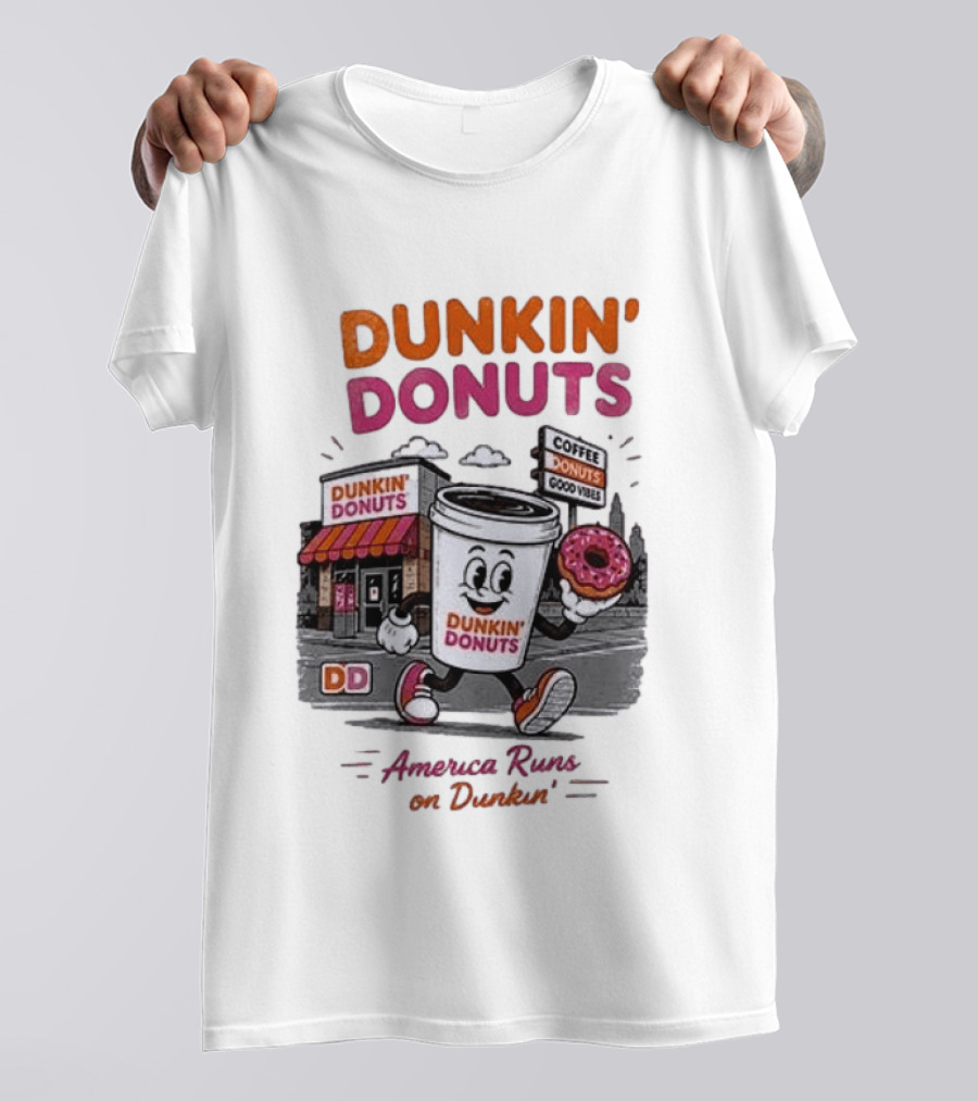 Dunkin' Donuts Coffee Good Vibes America Runs On Dunkin T-Shirt