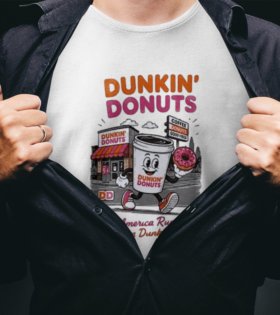 Dunkin' Donuts Coffee Good Vibes America Runs On Dunkin T-Shirt