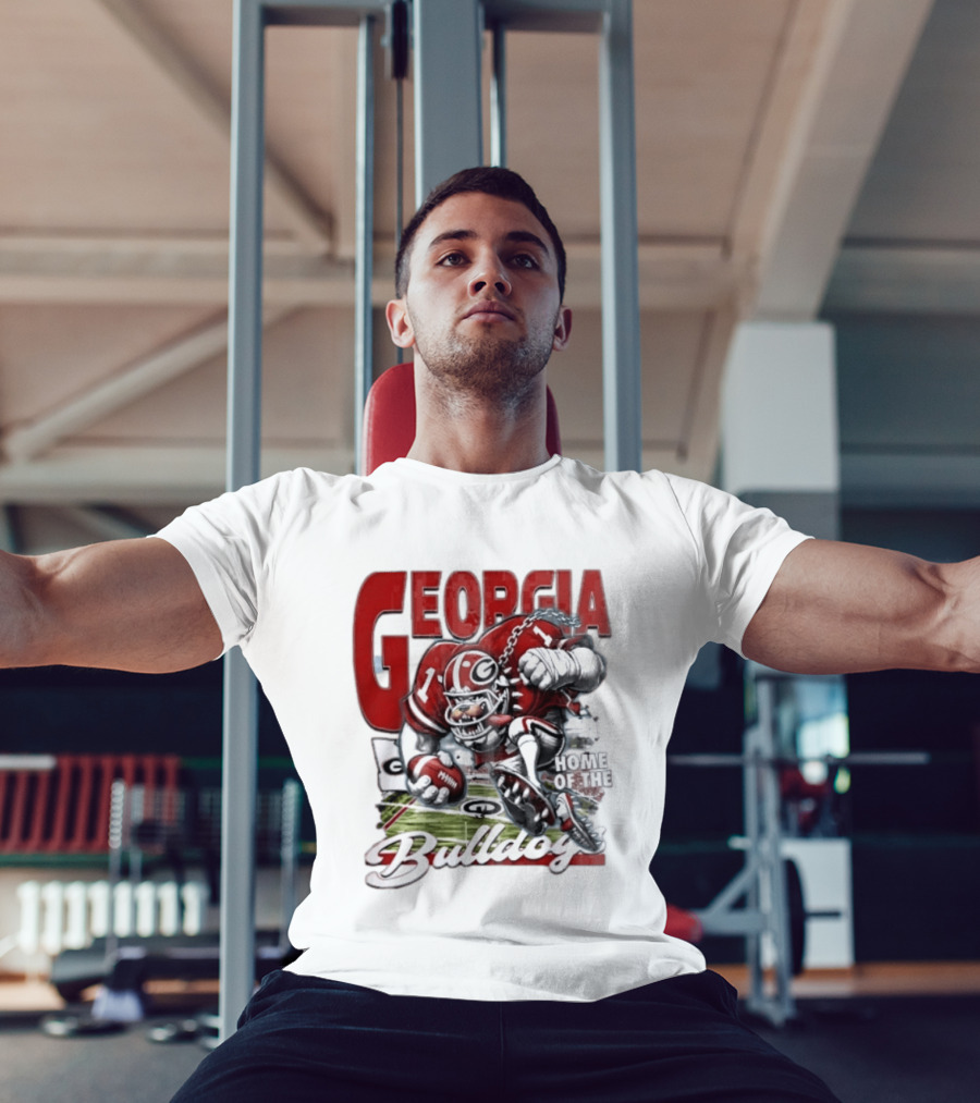 Georgia Bulldogs Football Cartoon Running Home Of The Bulldogs T-Shirt