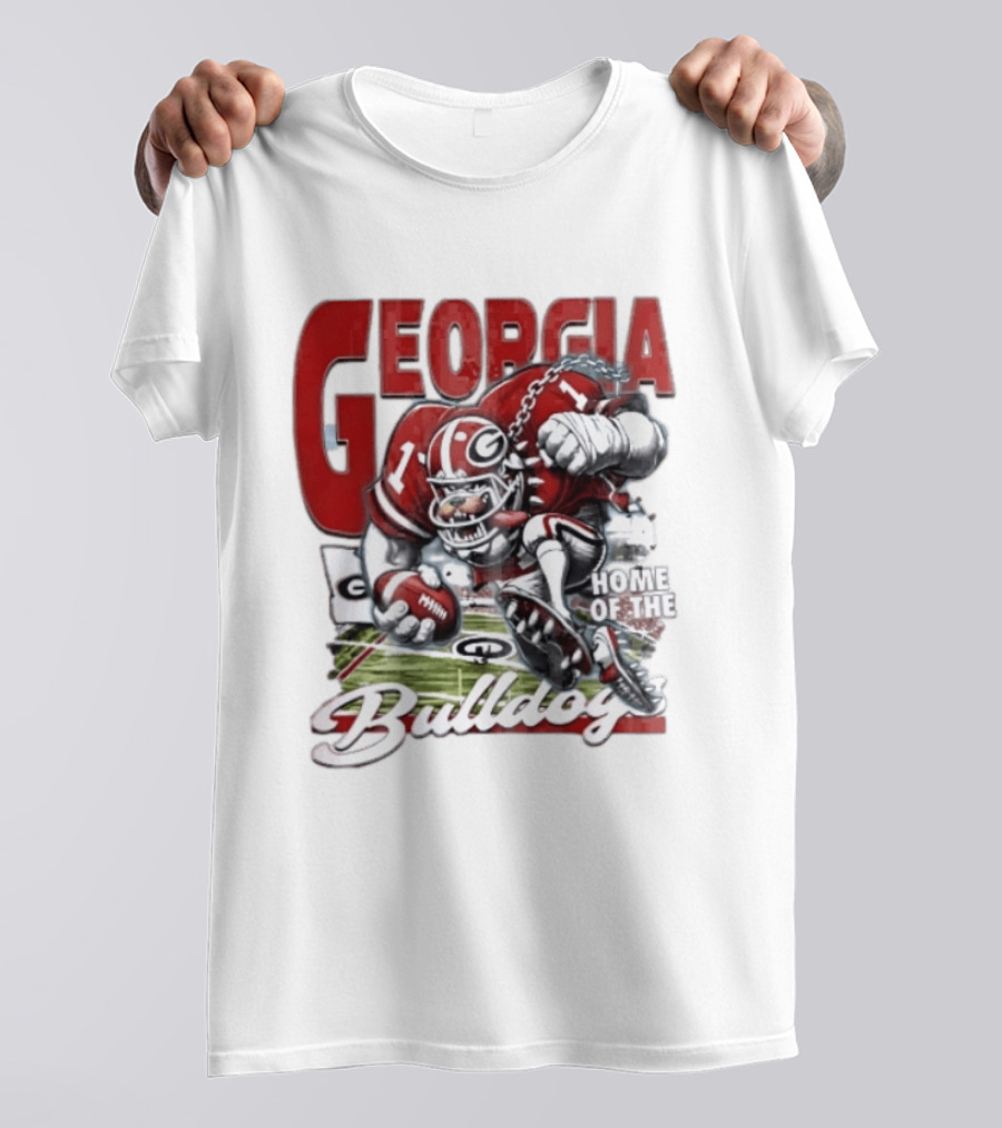 Georgia Bulldogs Football Cartoon Running Home Of The Bulldogs T-Shirt