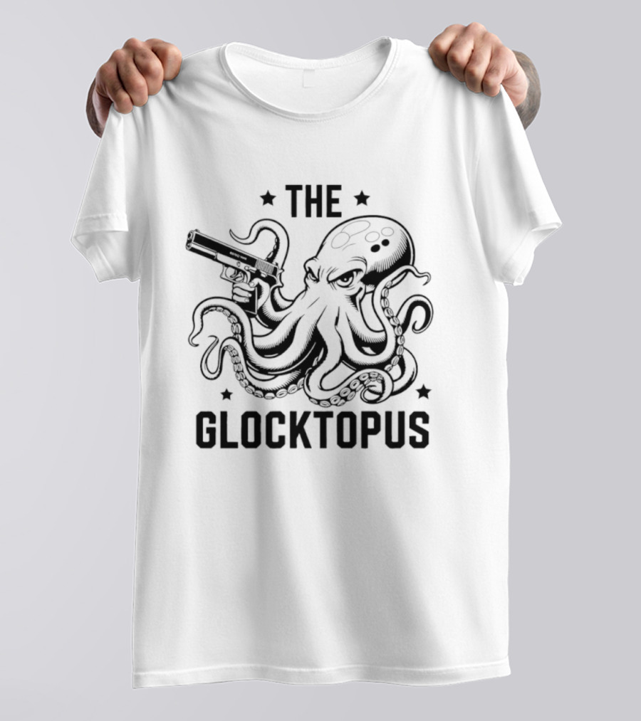 The Glocktopus Octopus Holding A Gun Graphic Image T-Shirt