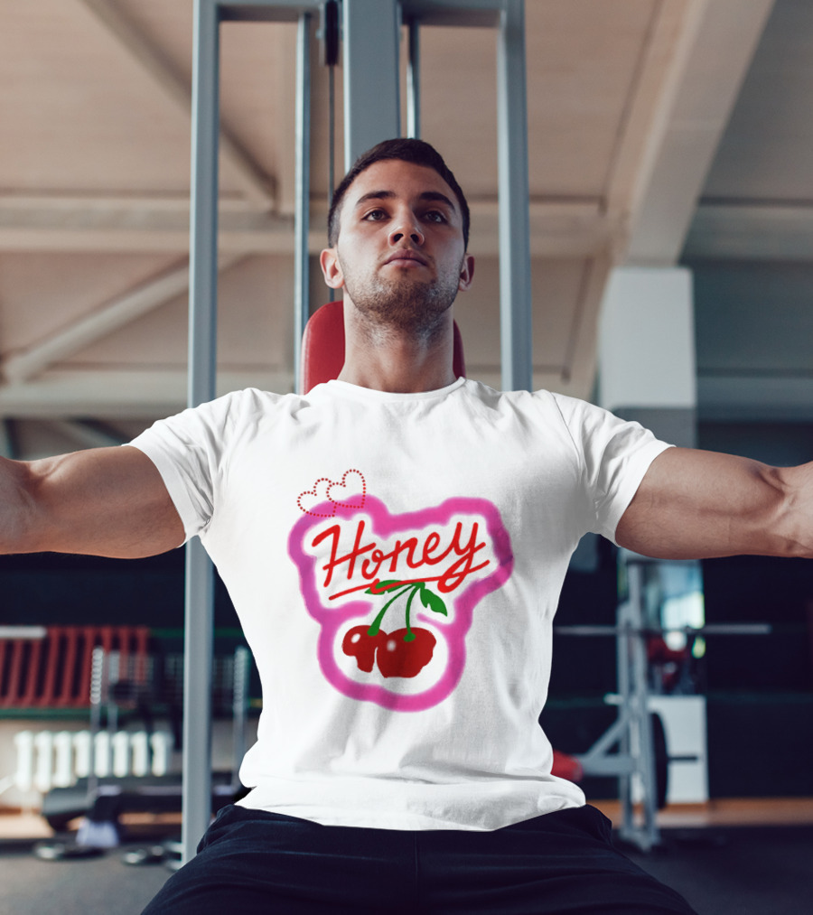 Honey Cherry Fruit Hearts Pink Neon T-Shirt