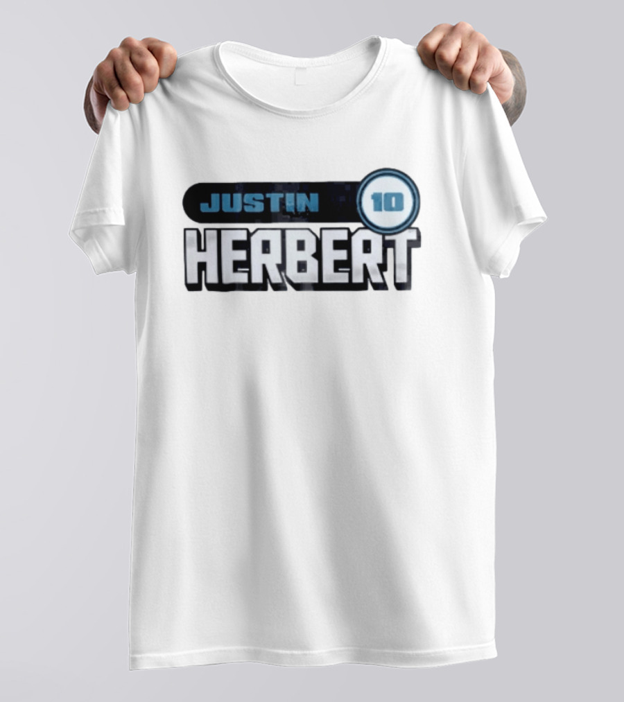 Justin Herbert 10 Blue Rounded Number Block T-Shirt