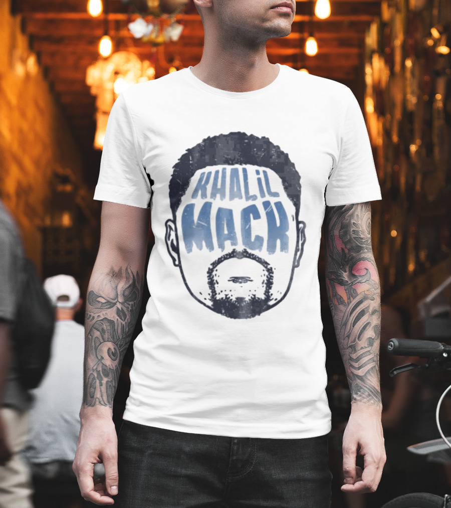 Khalil Mack Bearded Face Blue Distressed T-Shirt