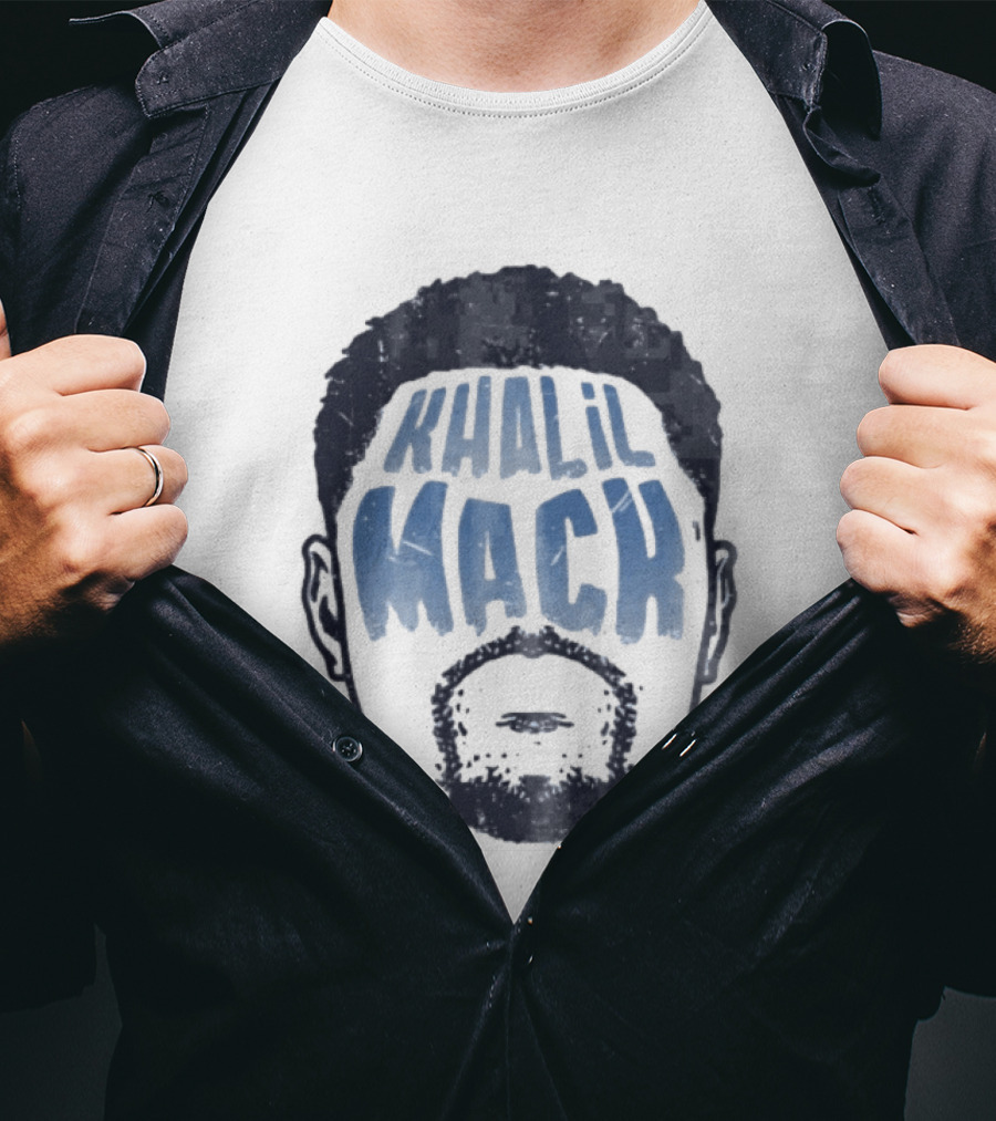 Khalil Mack Bearded Face Blue Distressed T-Shirt