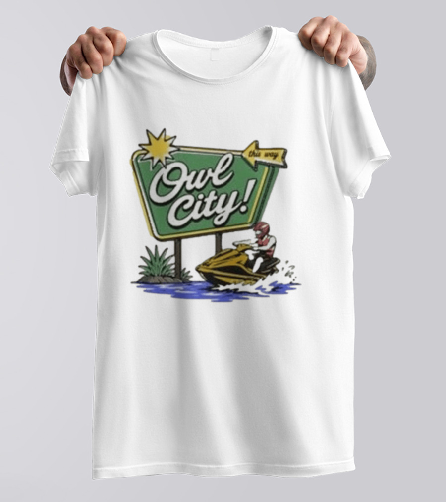 Owl City Music Welcome To Owl City Jet Ski Adventure Sign T-Shirt