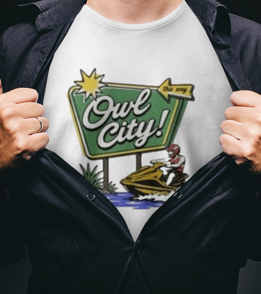Owl City Music Welcome To Owl City Jet Ski Adventure Sign T-Shirt