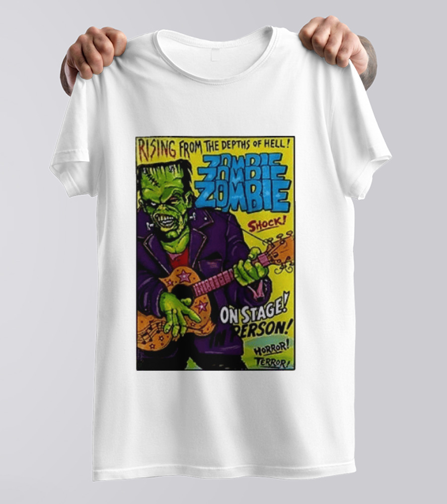 Rising From The Depths Of Hell Zombie On Stage In Person Horror Terror Shock T-Shirt