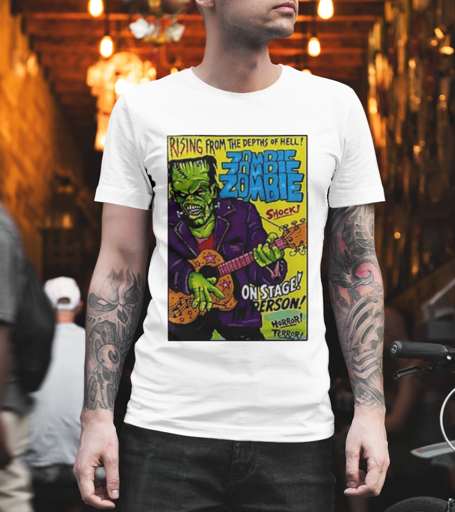 Rising From The Depths Of Hell Zombie On Stage In Person Horror Terror Shock T-Shirt