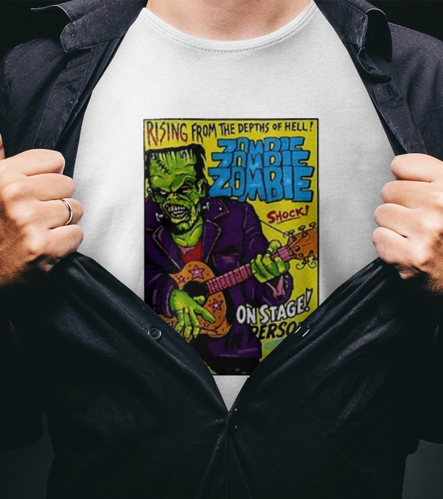 Rising From The Depths Of Hell Zombie On Stage In Person Horror Terror Shock T-Shirt