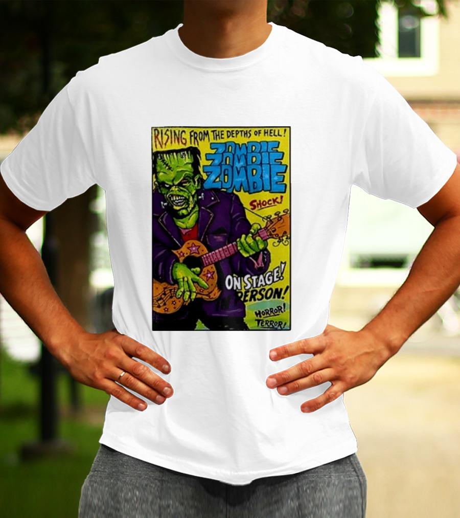 Rising From The Depths Of Hell Zombie On Stage In Person Horror Terror Shock T-Shirt