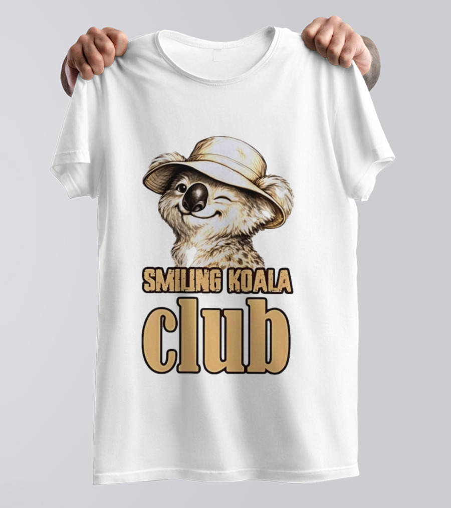 Smiling Koala Club Animal Wildlife Winking Koala Wearing Hat T-Shirt