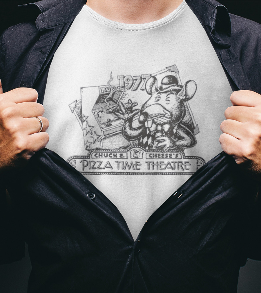Chuck E Cheese's Pizza Time Theatre Vintage 1977 Pong Game Promo T-Shirt
