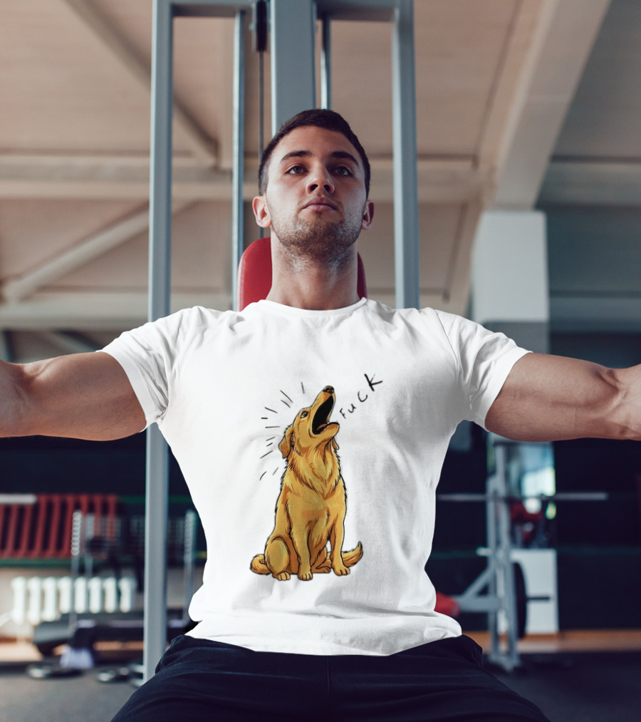 Howling Dog Saying Fuck Yellow Labrador Retriever Expression T-Shirt